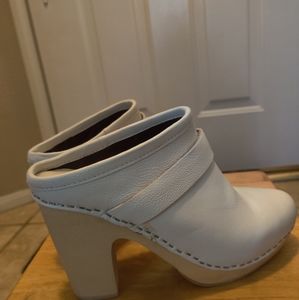 White Leather Jeffrey Campbell Clogs